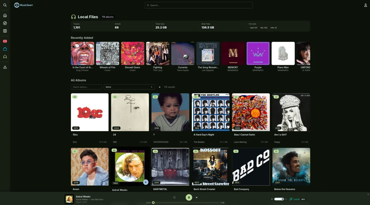 MusicSeerr local files browser